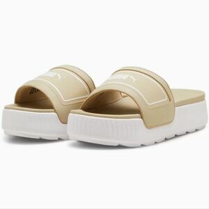 Puma Karmen Platform Slide Sandal- Glacial Grey White